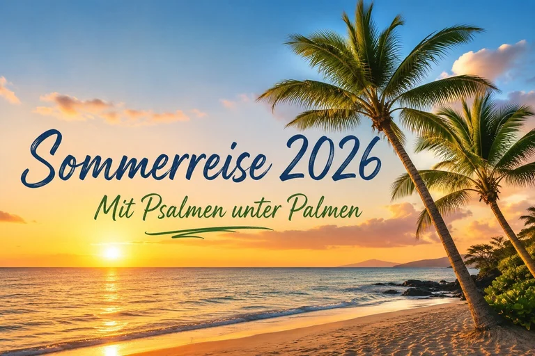 Palmen am Strand mit Schriftzug